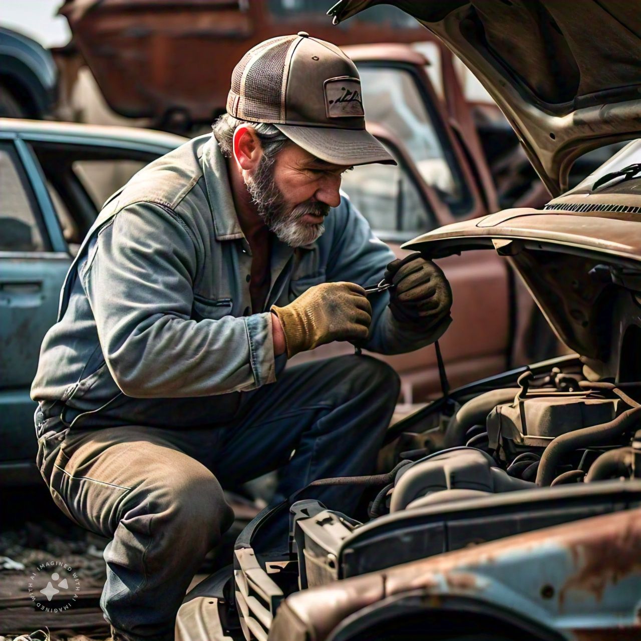 worker inspecting car value